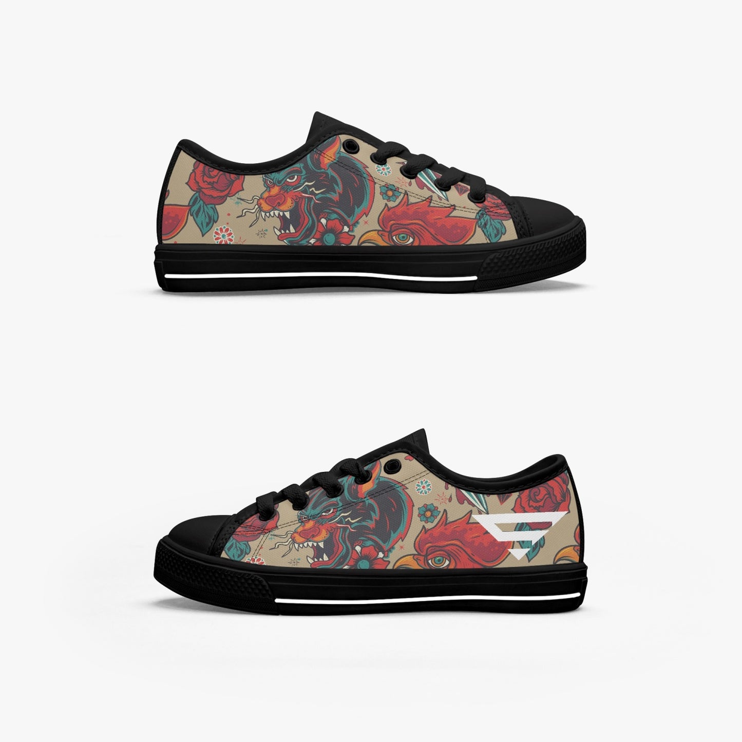 Senna | ANIMALS  Low-Top Canvas Shoes-Black