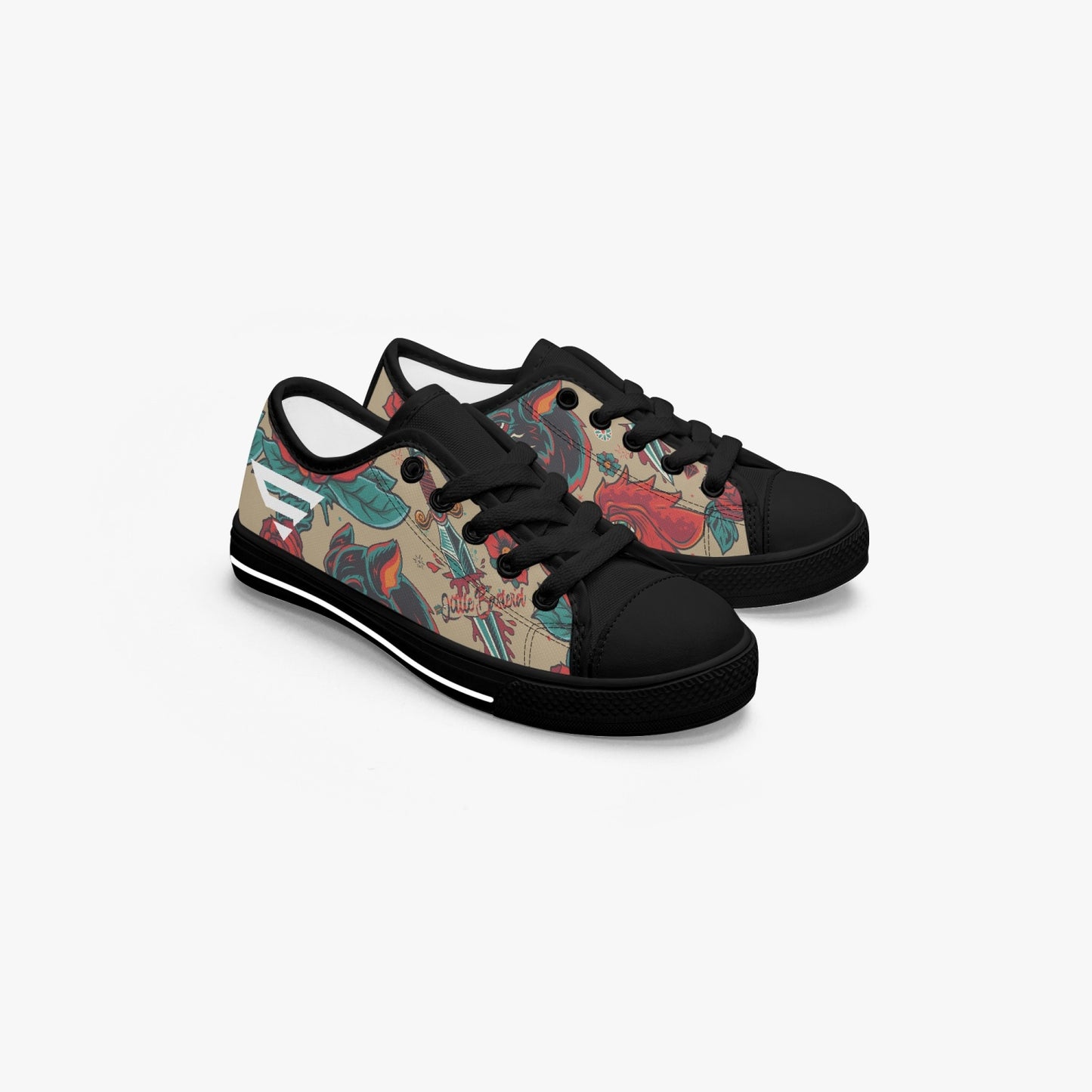 Senna | ANIMALS  Low-Top Canvas Shoes-Black