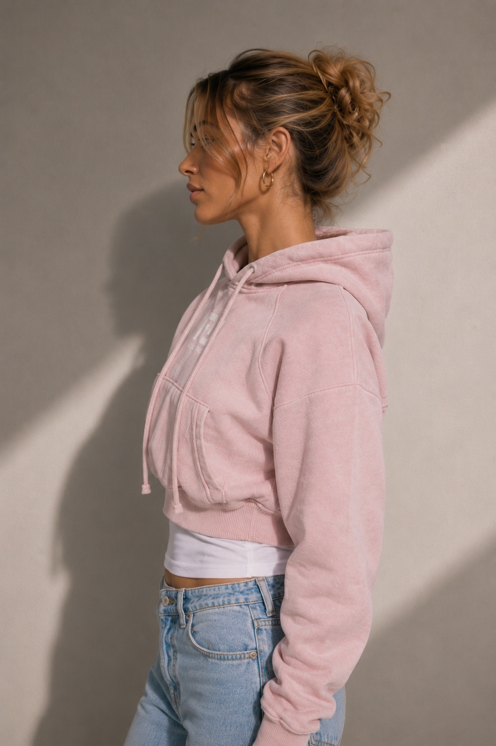 NolaRiva Snow Washed Cropped Hoodie