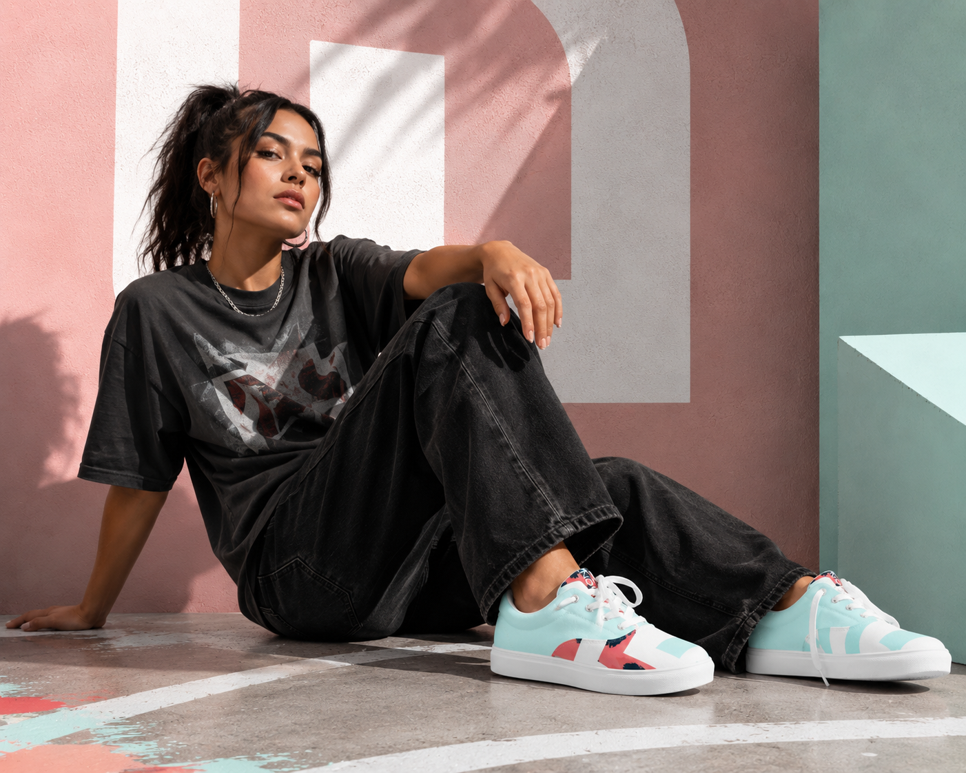 Schnürschuhe aus Segeltuch für Damen