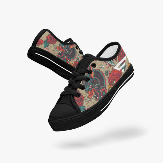 Senna | ANIMALS  Low-Top Canvas Shoes-Black